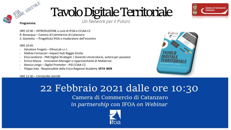 La Camera di Commercio di Catanzaro promuove il “Tavolo Digitale Territoriale”